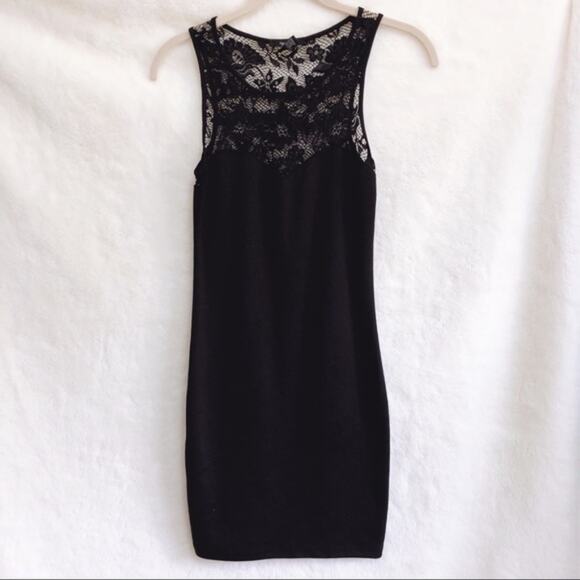 Forever 21 Black Body Con Top Lace Mini Dress - Picture 3 of 11